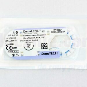 Nić Chirurgiczna DEMELENE (niewchłanialna) 4/0 75cm niebieska z zaokrągloną igłą 1/2 17mm DEMETECH 1 szt